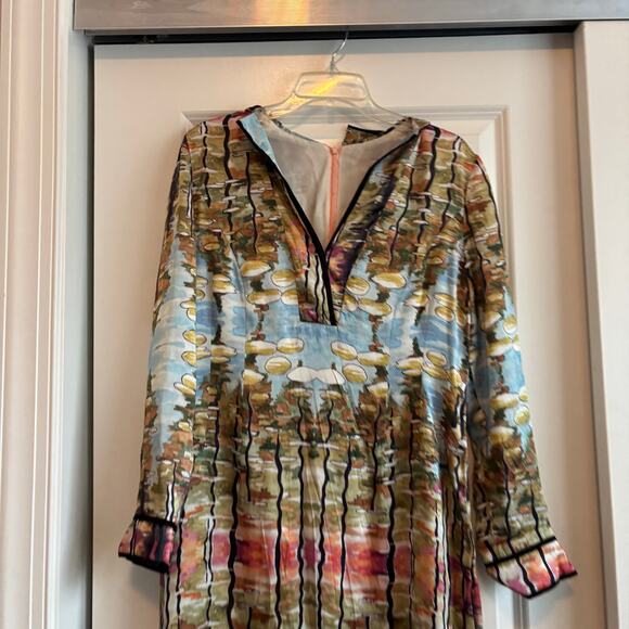 Linda Cunningham Silk Tunic Dress Sz 6 Abstract Artsy Art2Wear - Picture 2 of 10